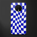 blue white trippy check pattern glass case for oneplus 7t image