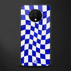 blue white trippy check pattern glass case for oneplus 7t image