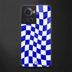 blue white trippy check pattern back phone cover | glass case for oneplus 10r 5g