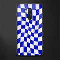 blue white trippy check pattern glass case for oneplus 8 pro image