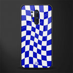 blue white trippy check pattern glass case for oneplus 8 pro image