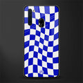 blue white trippy check pattern glass case for samsung a21 image
