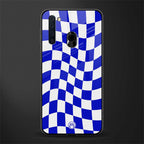 blue white trippy check pattern glass case for samsung a21 image