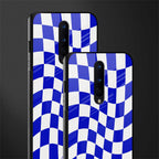 blue white trippy check pattern glass case for oneplus 8 image-2