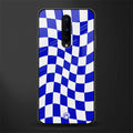 blue white trippy check pattern glass case for oneplus 8 image
