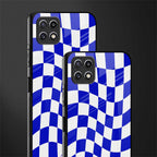 blue white trippy check pattern back phone cover | glass case for samsung galaxy f42