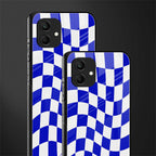 blue white trippy check pattern back phone cover | glass case for samsung galaxy a04