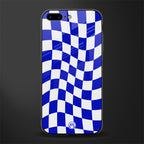 blue white trippy check pattern glass case for iphone 7 plus image
