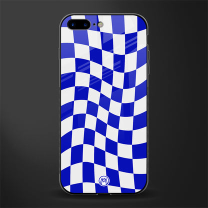 blue white trippy check pattern glass case for iphone 7 plus image