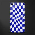 blue white trippy check pattern glass case for iphone 8 image