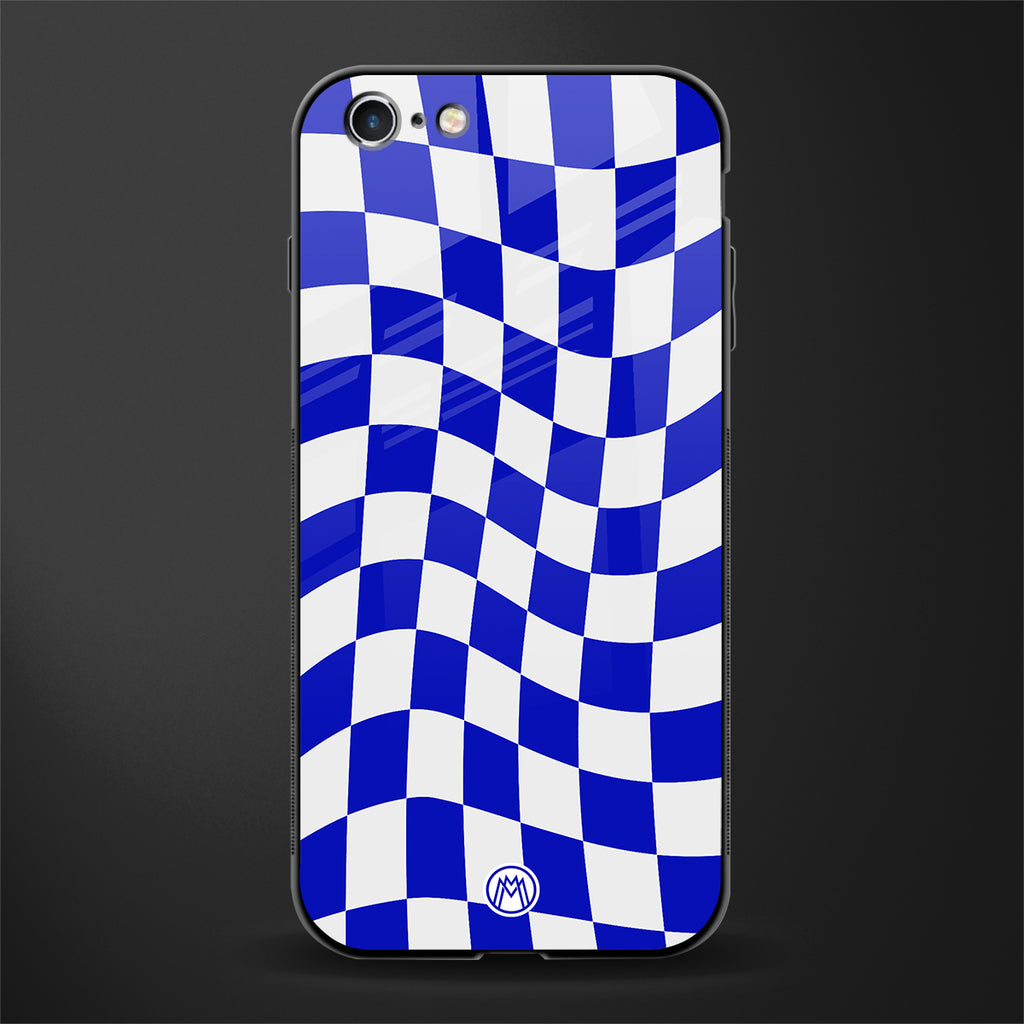blue white trippy check pattern glass case for iphone 6 plus image