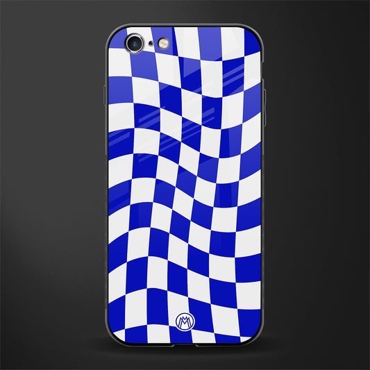 blue white trippy check pattern glass case for iphone 6 image
