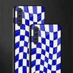 blue white trippy check pattern glass case for oneplus nord ac2001 image-2