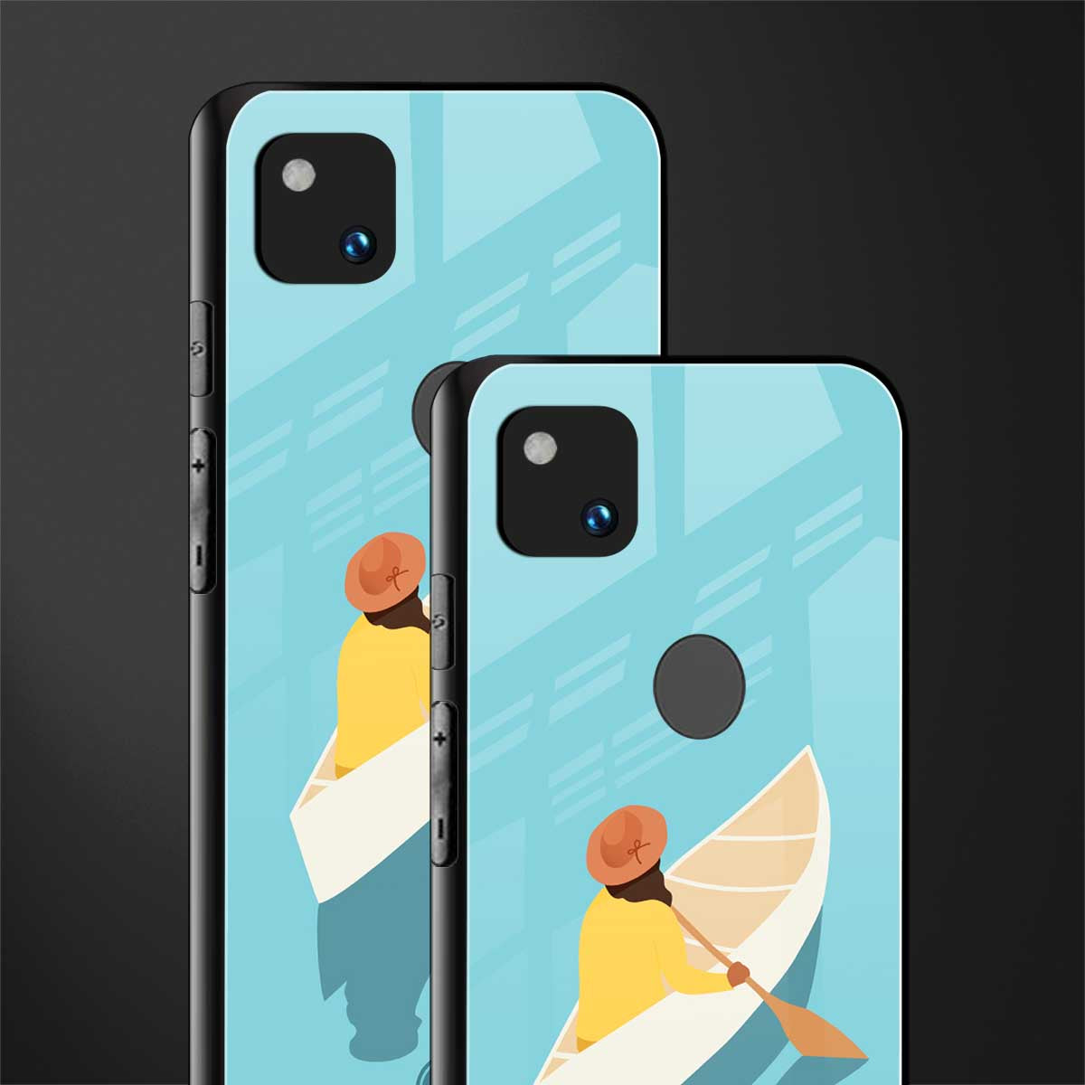 boat girl back phone cover | glass case for google pixel 4a 4g