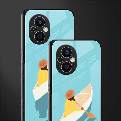 boat girl back phone cover | glass case for oppo f21 pro 5g