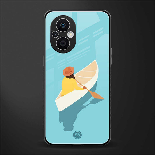 boat girl back phone cover | glass case for oppo f21 pro 5g