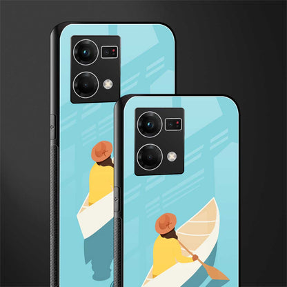 boat girl back phone cover | glass case for oppo f21 pro 4g