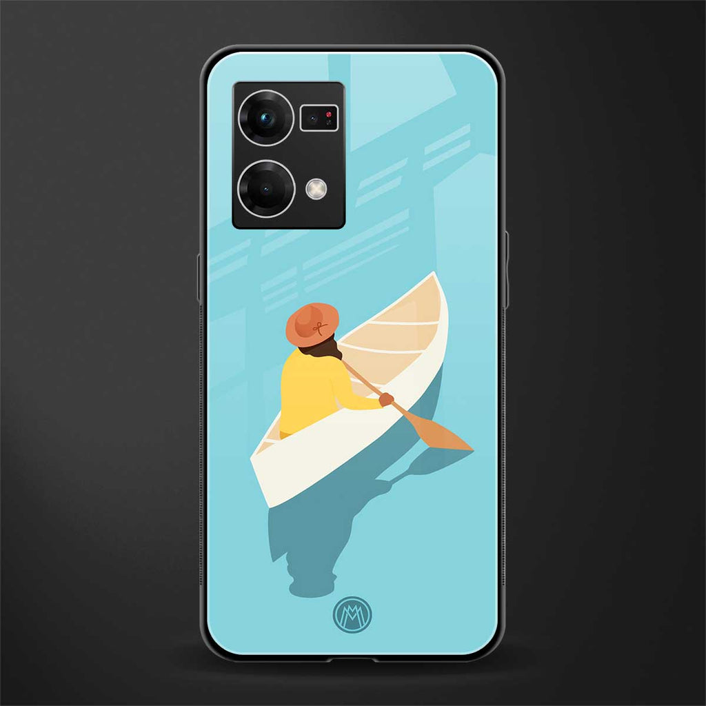 boat girl back phone cover | glass case for oppo f21 pro 4g