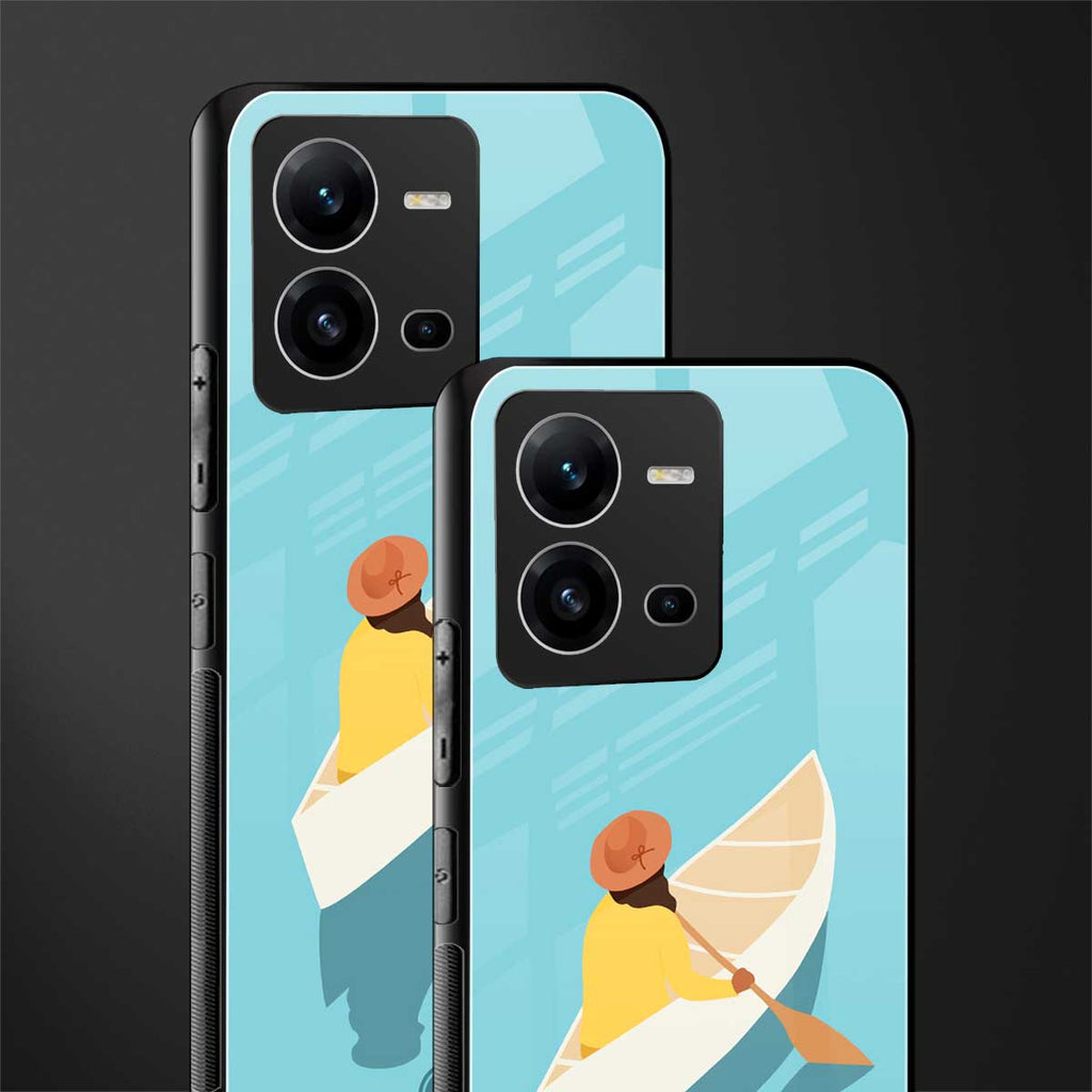 boat girl back phone cover | glass case for vivo v25-5g