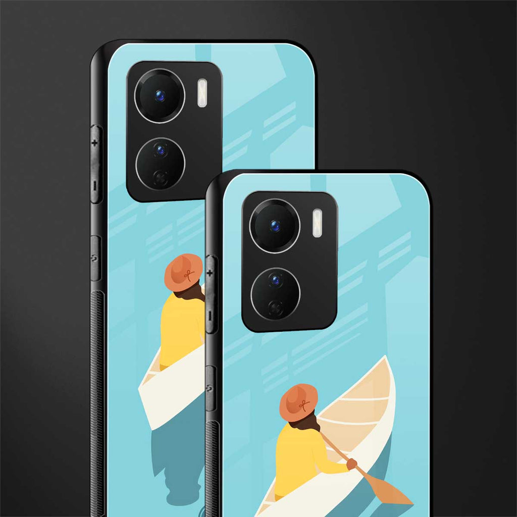 boat girl back phone cover | glass case for vivo y16