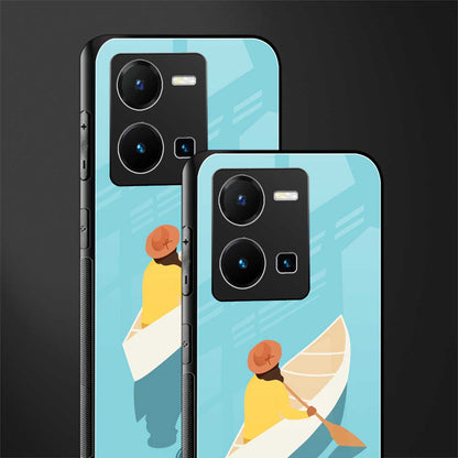 boat girl back phone cover | glass case for vivo y35 4g