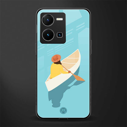 boat girl back phone cover | glass case for vivo y35 4g