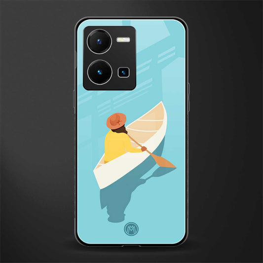 boat girl back phone cover | glass case for vivo y35 4g