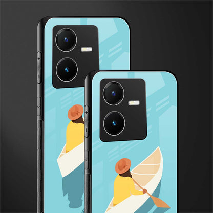 boat girl back phone cover | glass case for vivo y22
