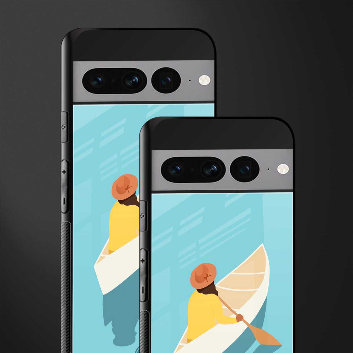 boat girl back phone cover | glass case for google pixel 7 pro