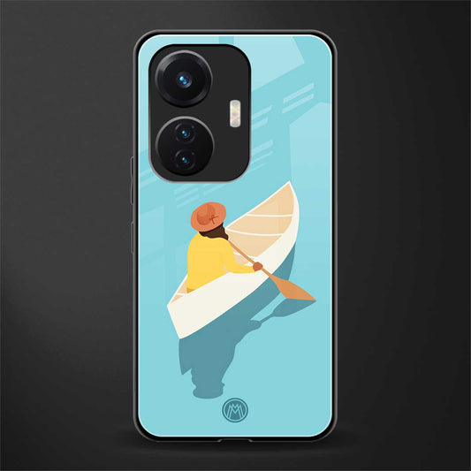 boat girl back phone cover | glass case for vivo t1 44w 4g