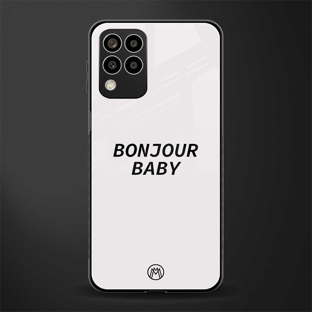 bonjour baby back phone cover | glass case for samsung galaxy m33 5g