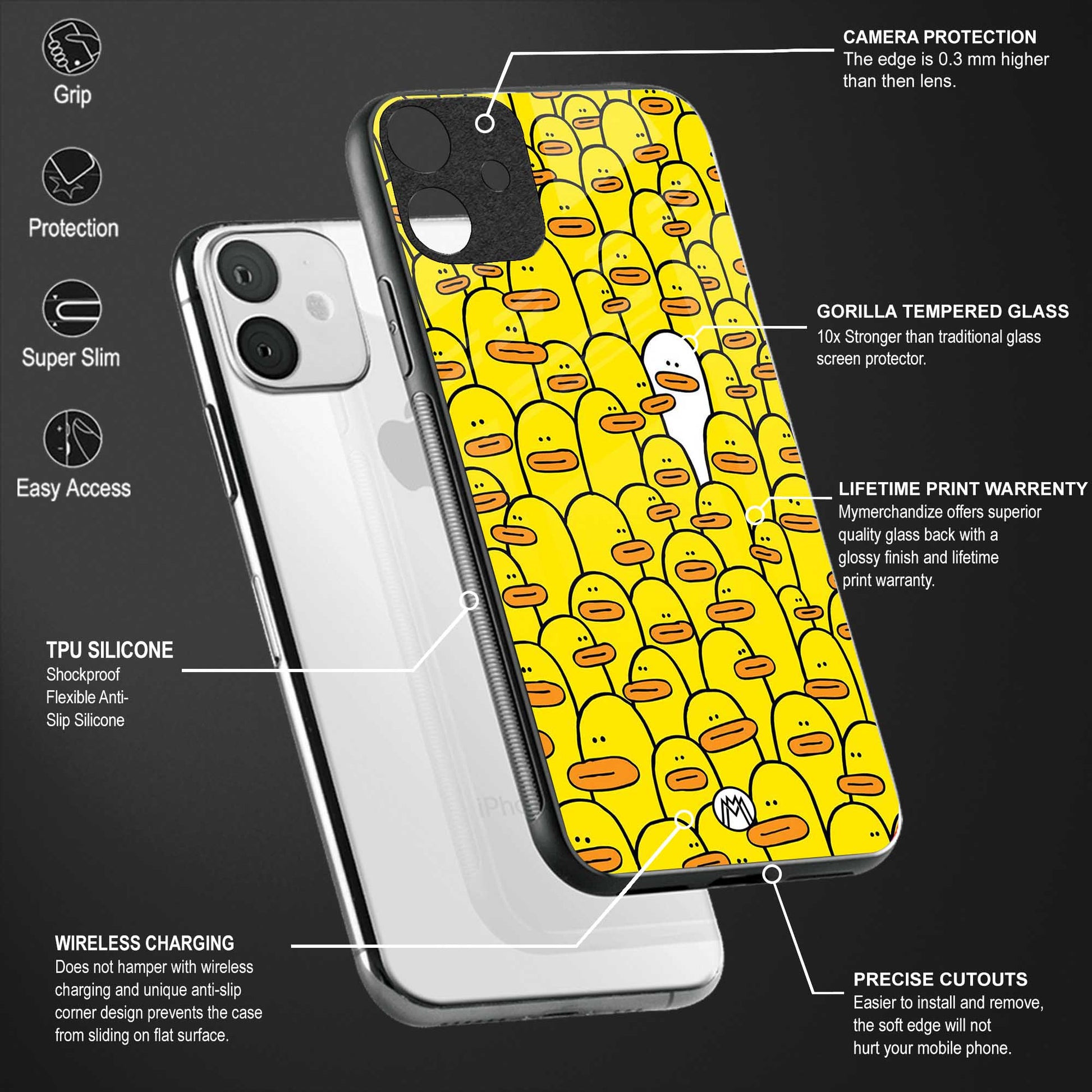 brian the duck back phone cover | glass case for vivo t1 44w 4g
