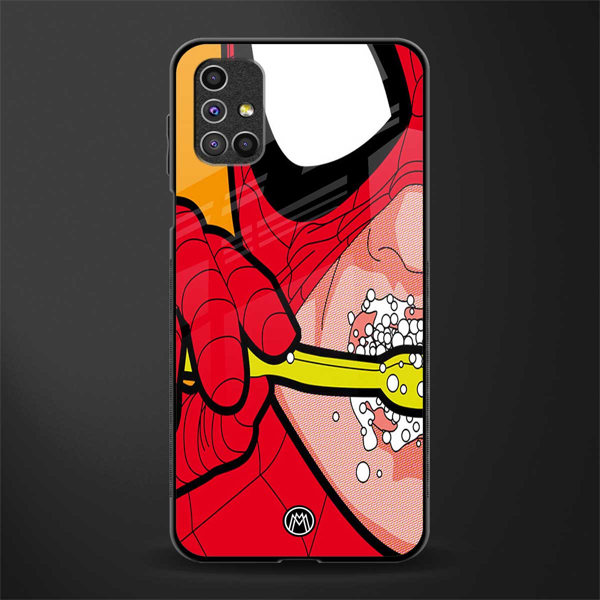 brushing spiderman glass case for samsung galaxy m31s image