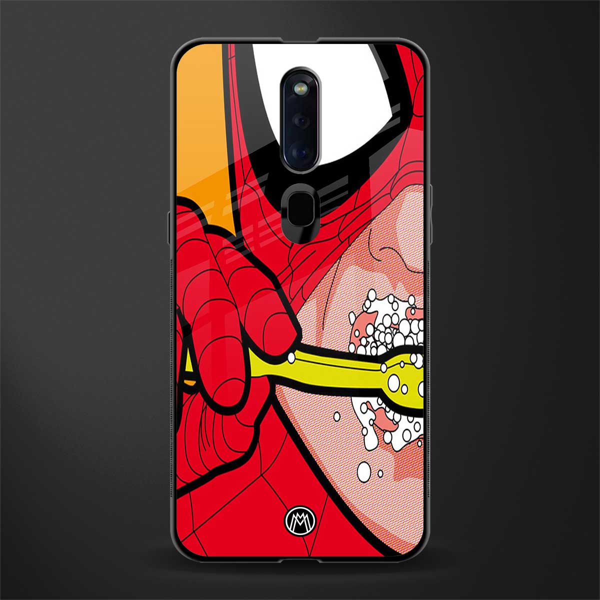 brushing spiderman glass case for oppo f11 pro image