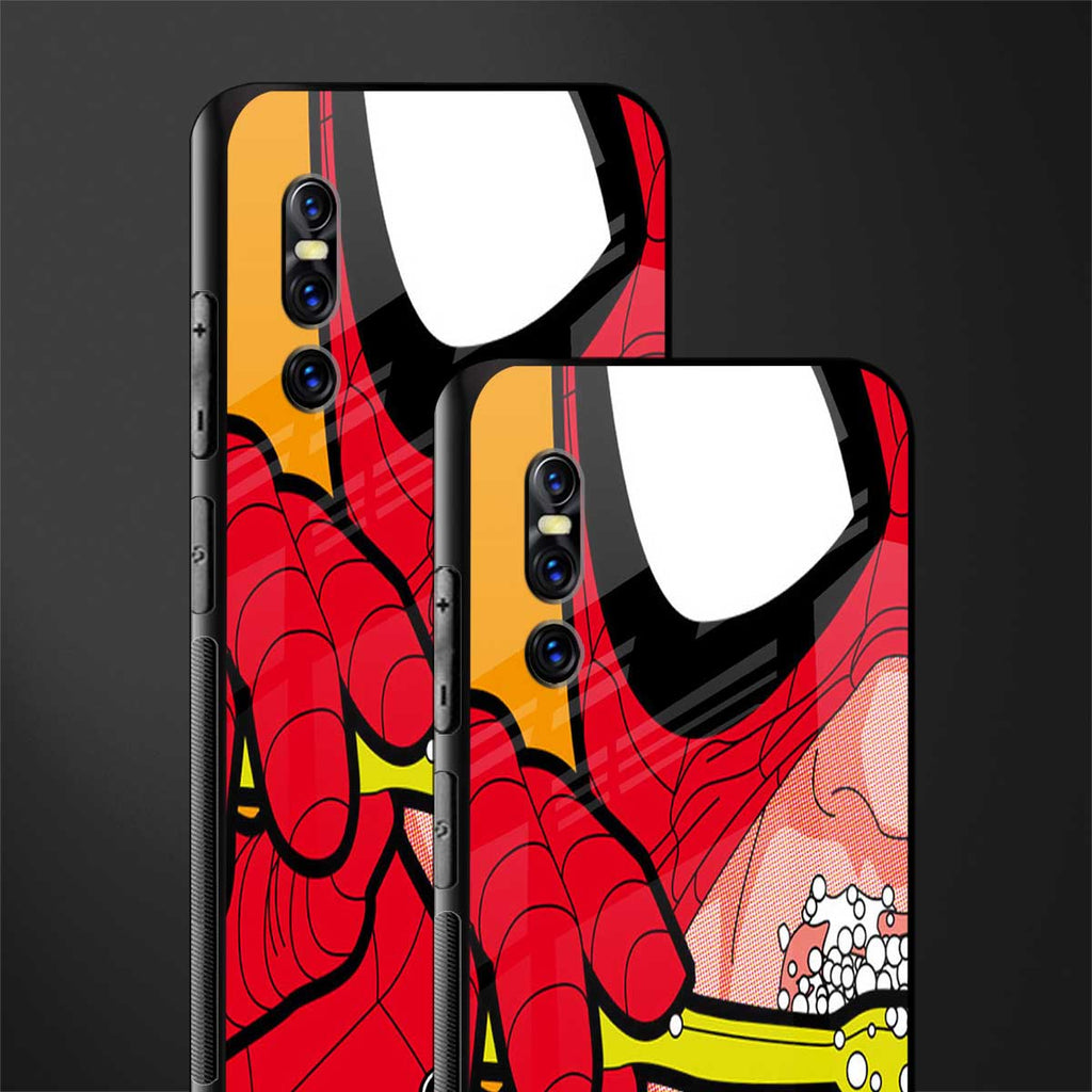 brushing spiderman glass case for vivo v15 pro image-2