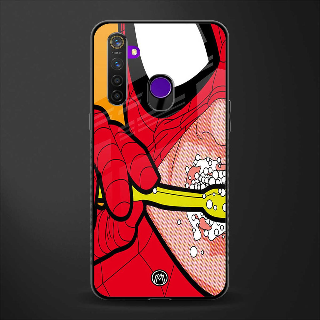 brushing spiderman glass case for realme 5 image