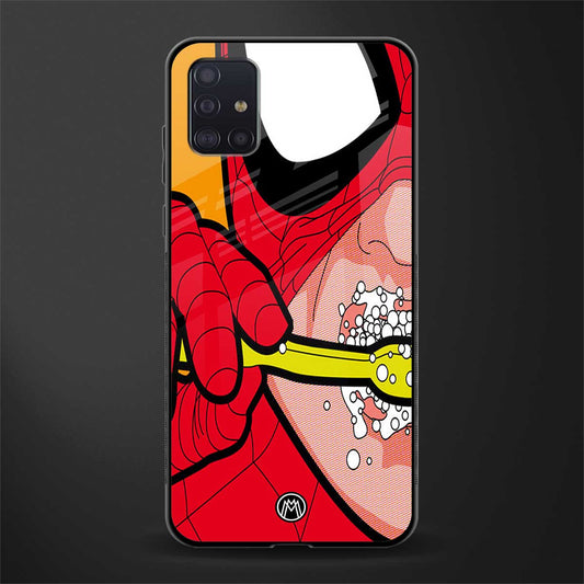 brushing spiderman glass case for samsung galaxy a71 image
