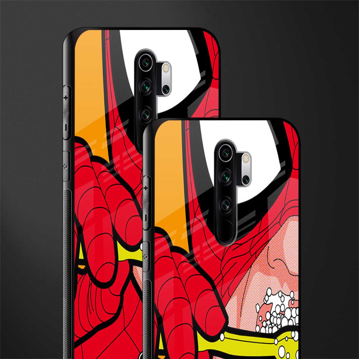 brushing spiderman glass case for redmi note 8 pro image-2