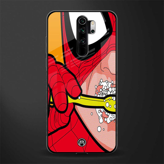 brushing spiderman glass case for redmi note 8 pro image