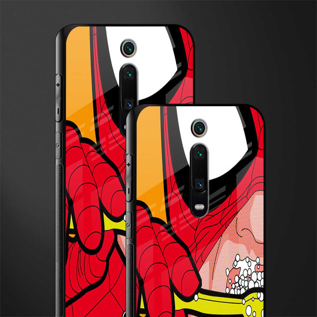 brushing spiderman glass case for redmi k20 pro image-2