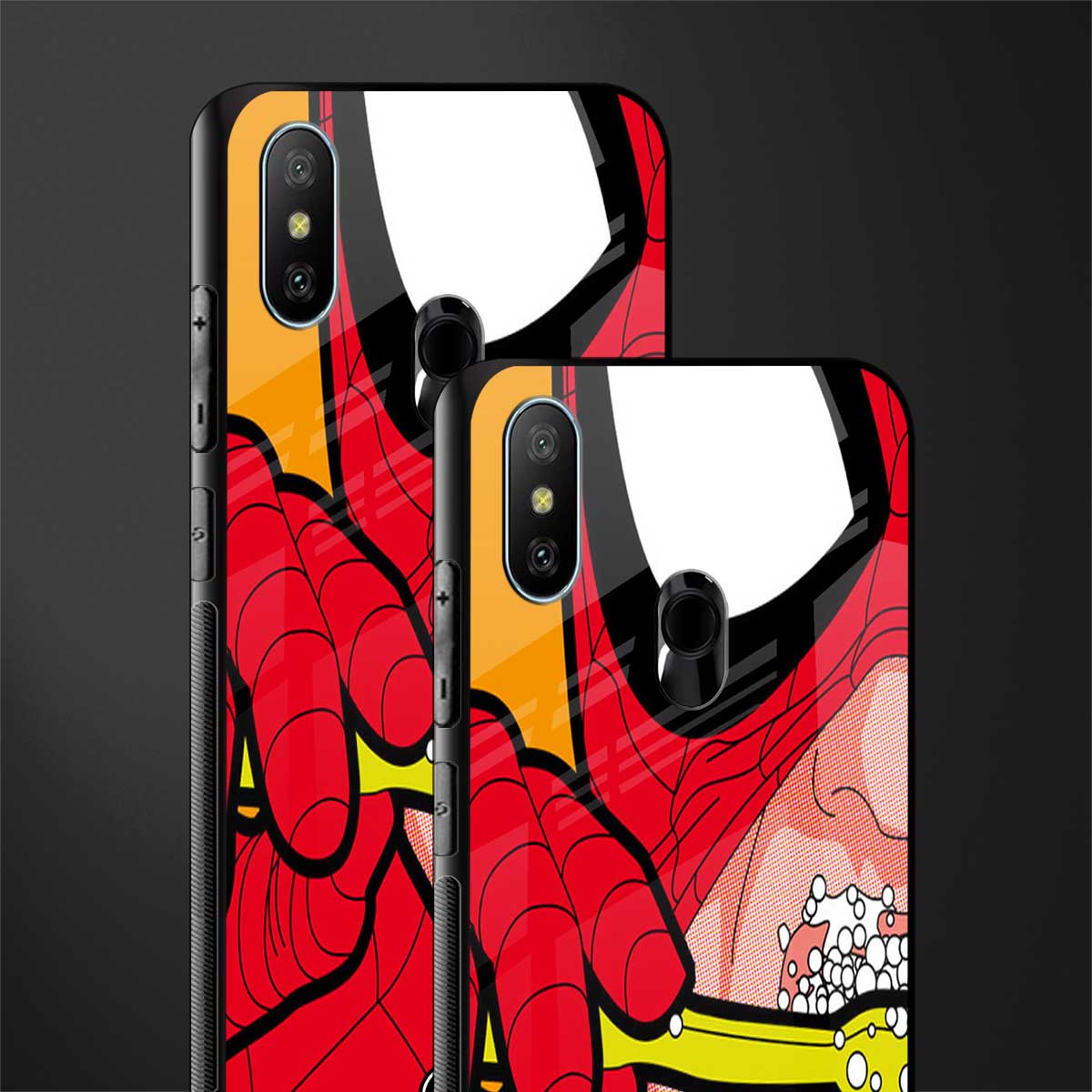 brushing spiderman glass case for redmi 6 pro image-2