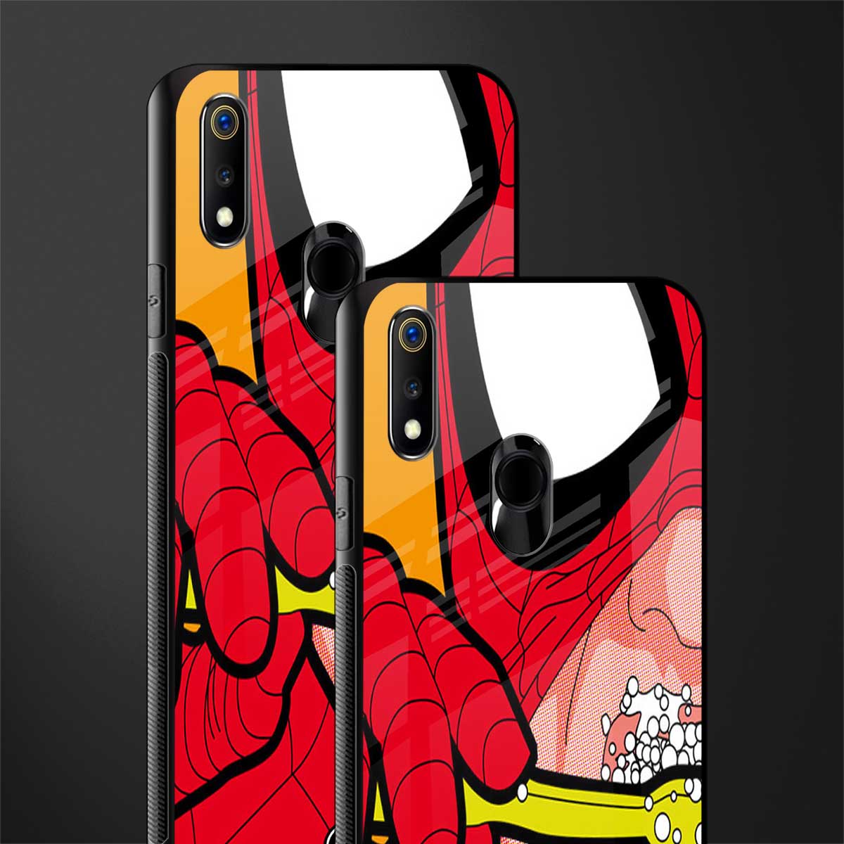 brushing spiderman glass case for realme 3 pro image-2