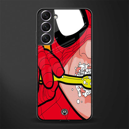 brushing spiderman glass case for samsung galaxy s21 plus image