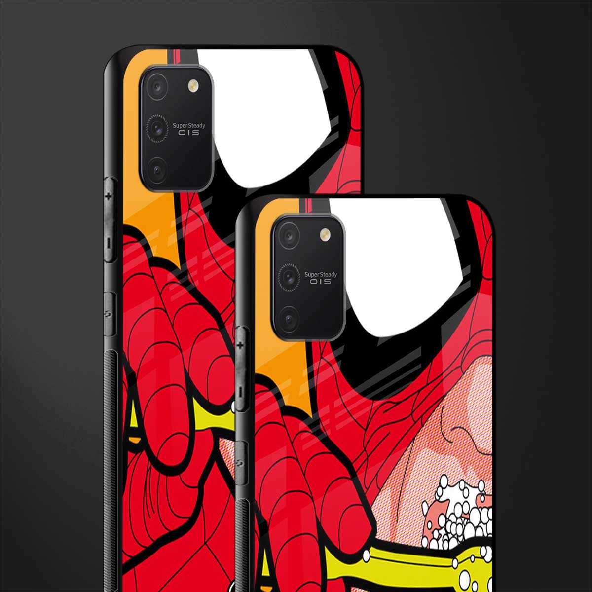 brushing spiderman glass case for samsung galaxy a91 image-2