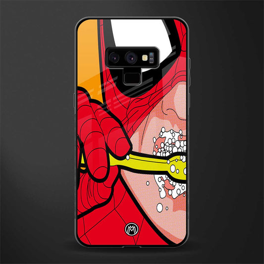 brushing spiderman glass case for samsung galaxy note 9 image