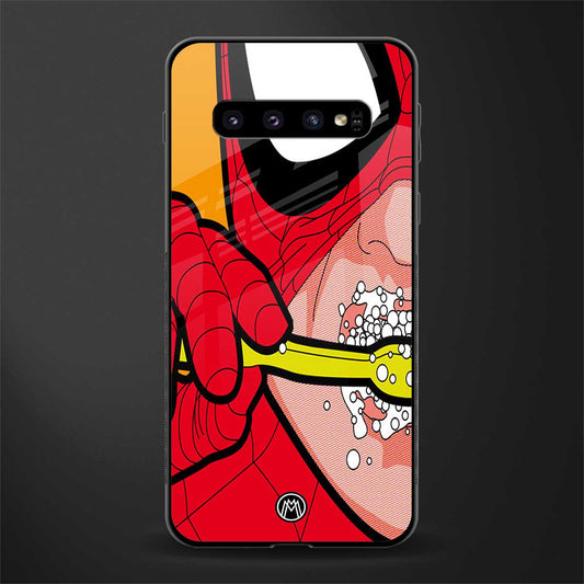 brushing spiderman glass case for samsung galaxy s10 image