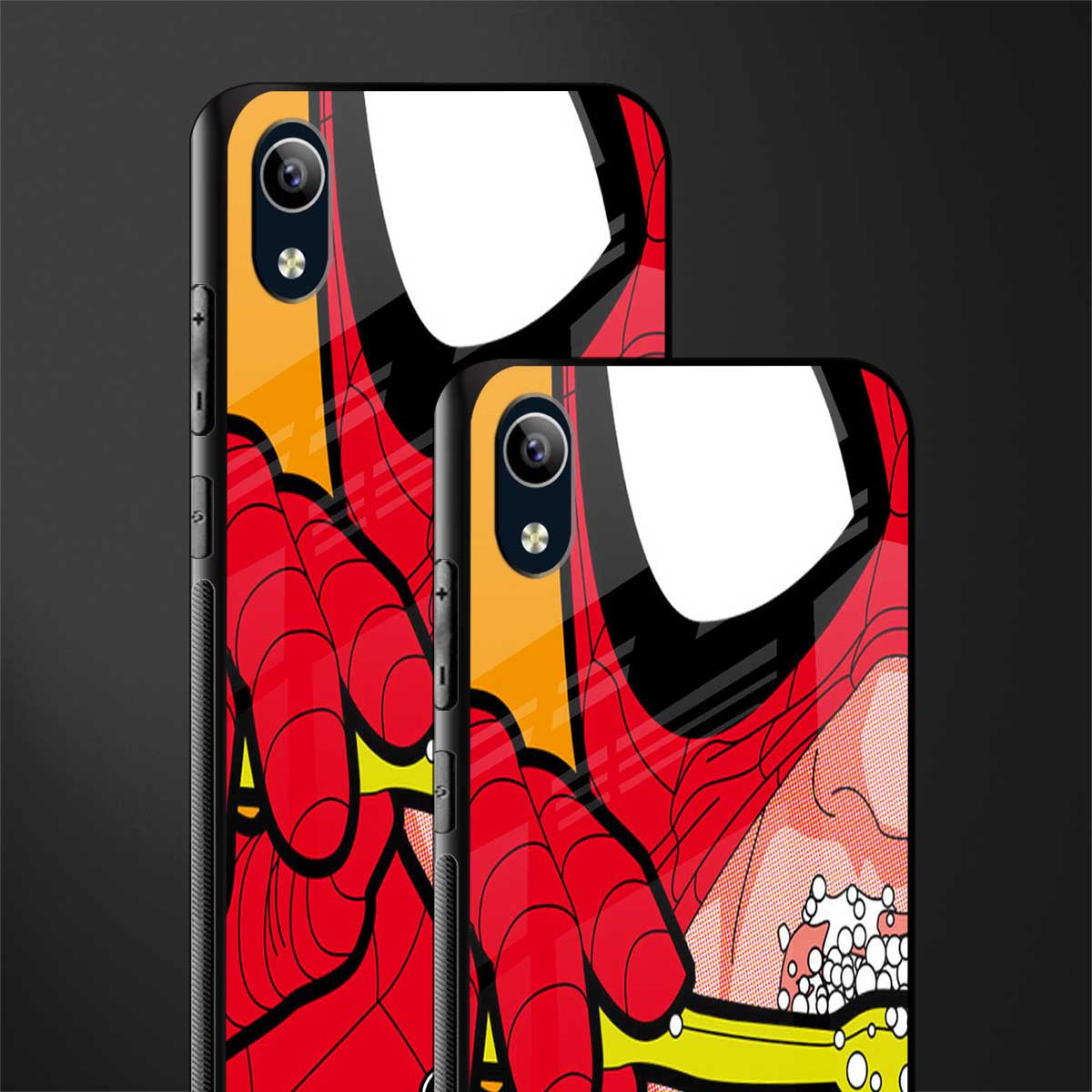 brushing spiderman glass case for vivo y1s without fingerprint image-2