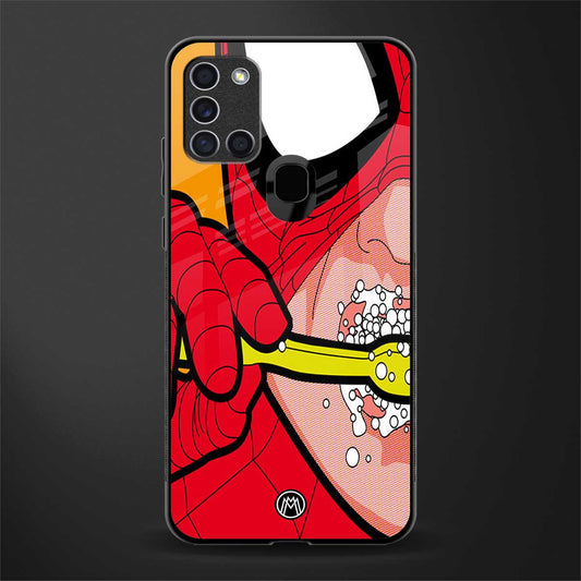 brushing spiderman glass case for samsung galaxy a21s image