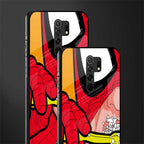 brushing spiderman glass case for redmi 9 prime image-2