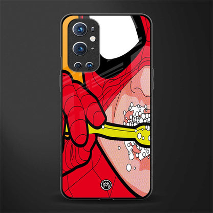 brushing spiderman glass case for oneplus 9 pro image